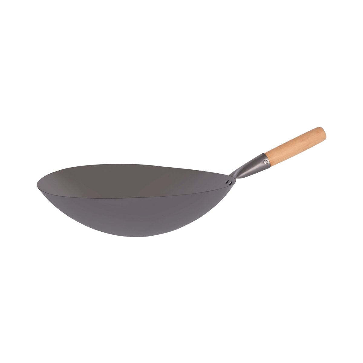 Chef Inox Wok Cast Iron W/Wooden Hdl 380mm