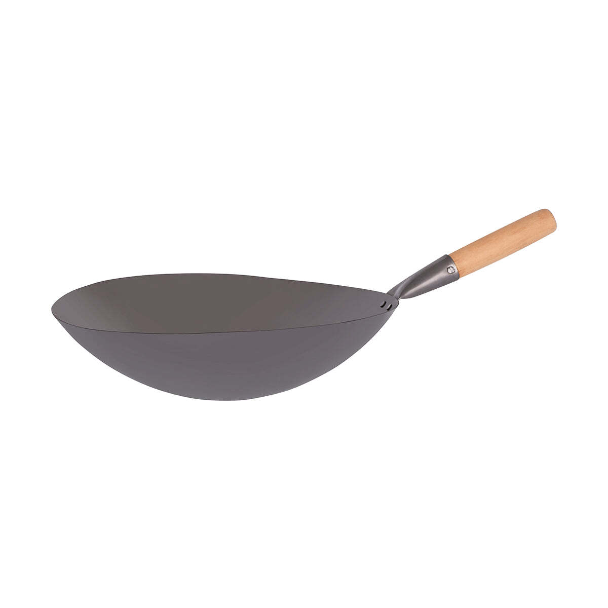 Chef Inox Wok Cast Iron W/Wooden Hdl 400mm