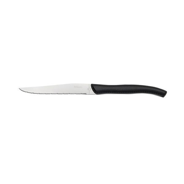 Faux Leather Steak Knife-Black Hdl