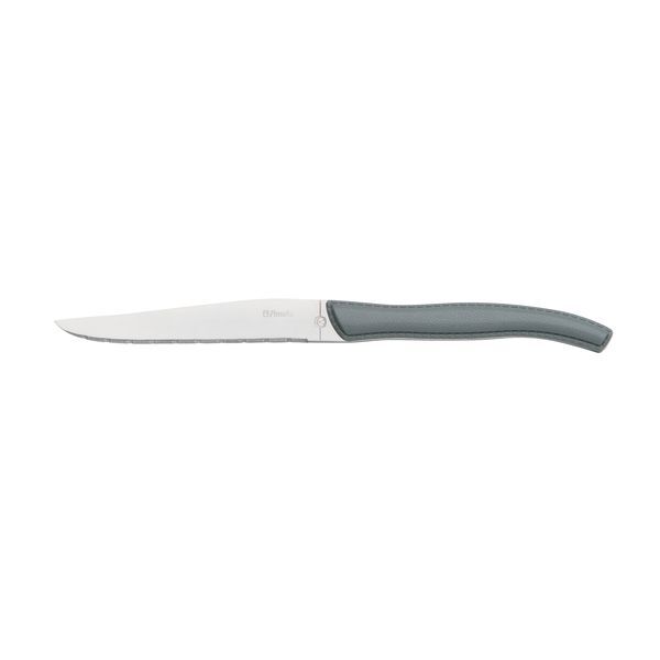 Faux Leather Steak Knife-Grey Hdl