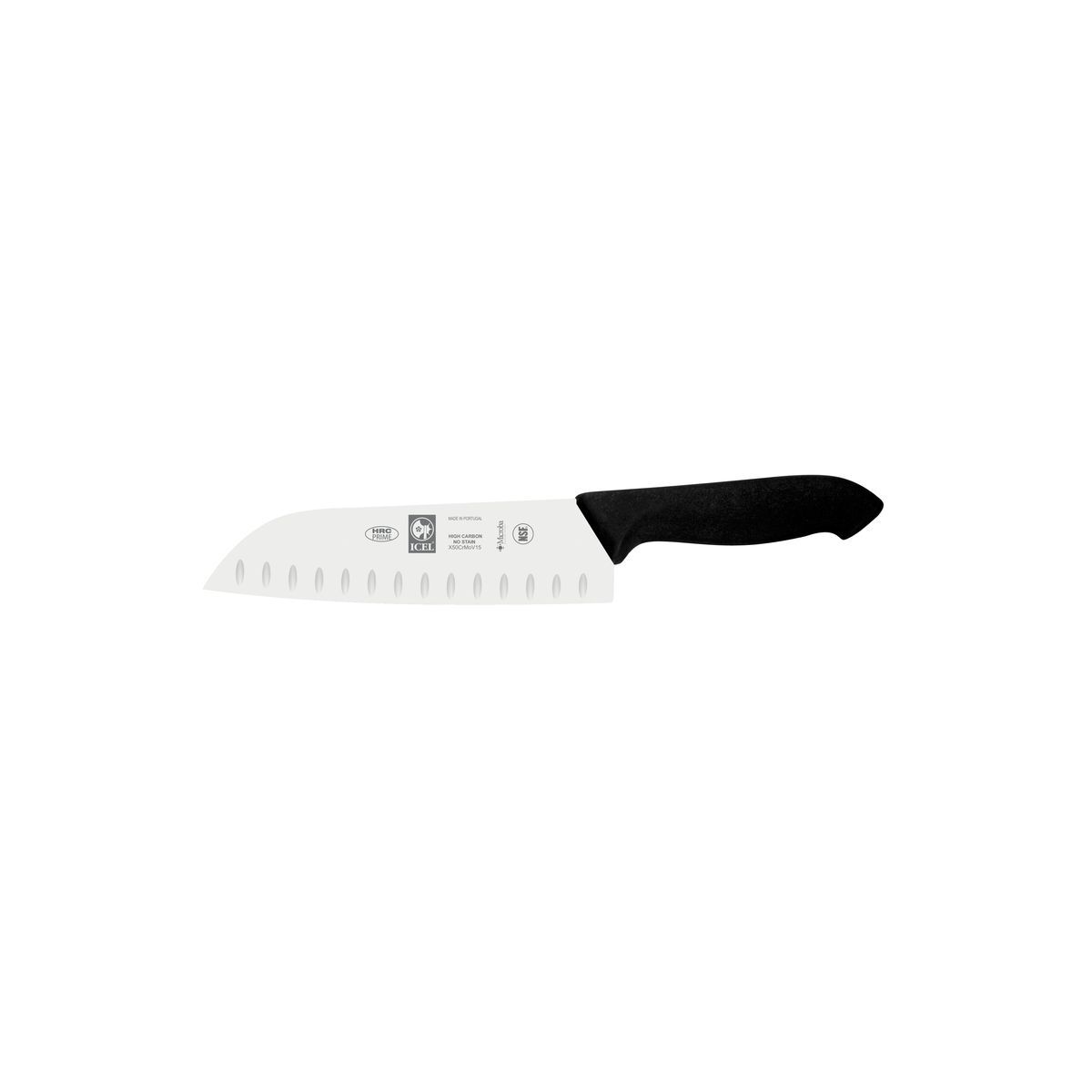 Santoku Knife-Black, 180mm, -Granton Edge 