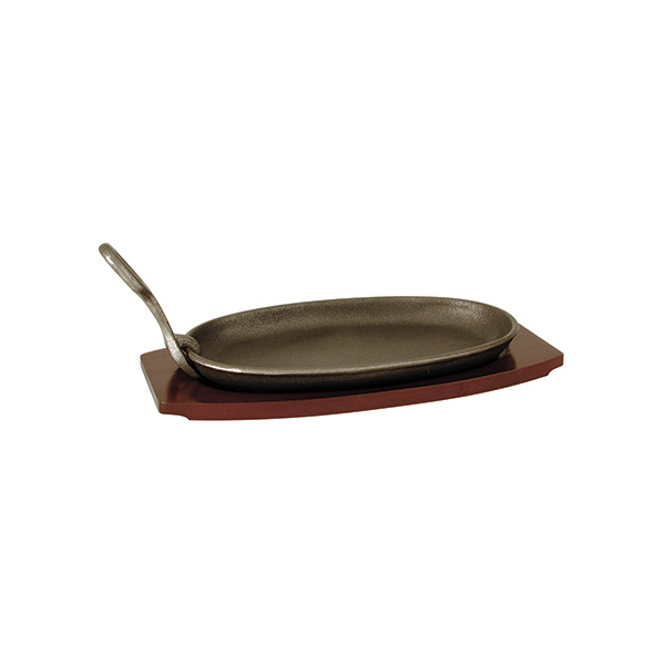 Steak Sizzler-Cast Iron | W/Wood Base | 240X140mm