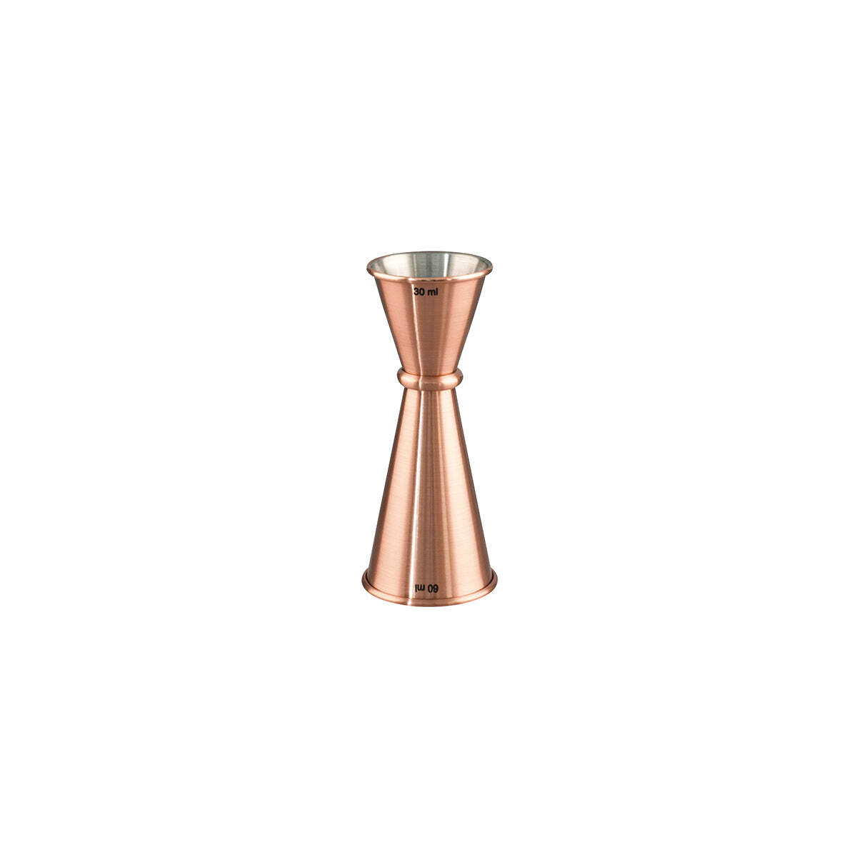 Chef Inox Japanese Jigger Rolled Edges Copper Plated 30/60ml