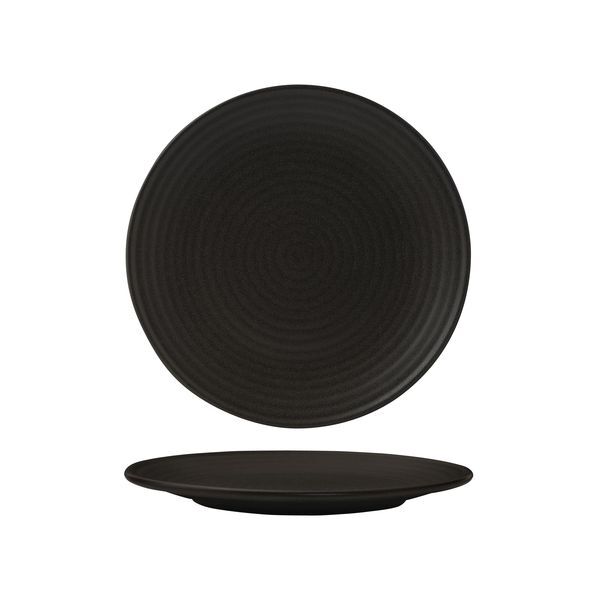 Zuma Round Coupe Ribbed Plate-210mm Ø Charcoal