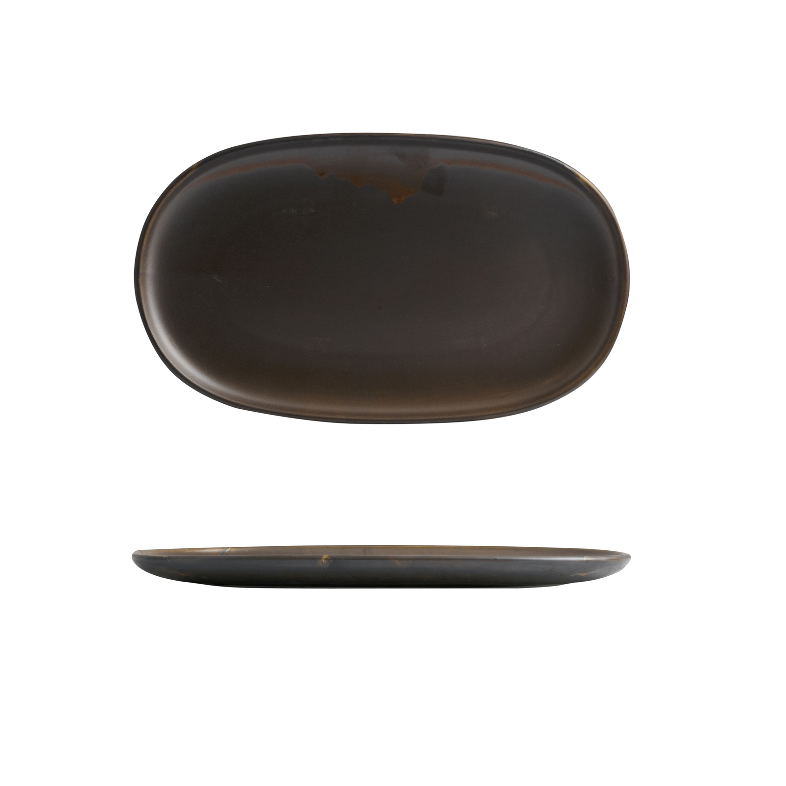 Moda Porcelain Rust Oval Coupe Plate-305X180mm 