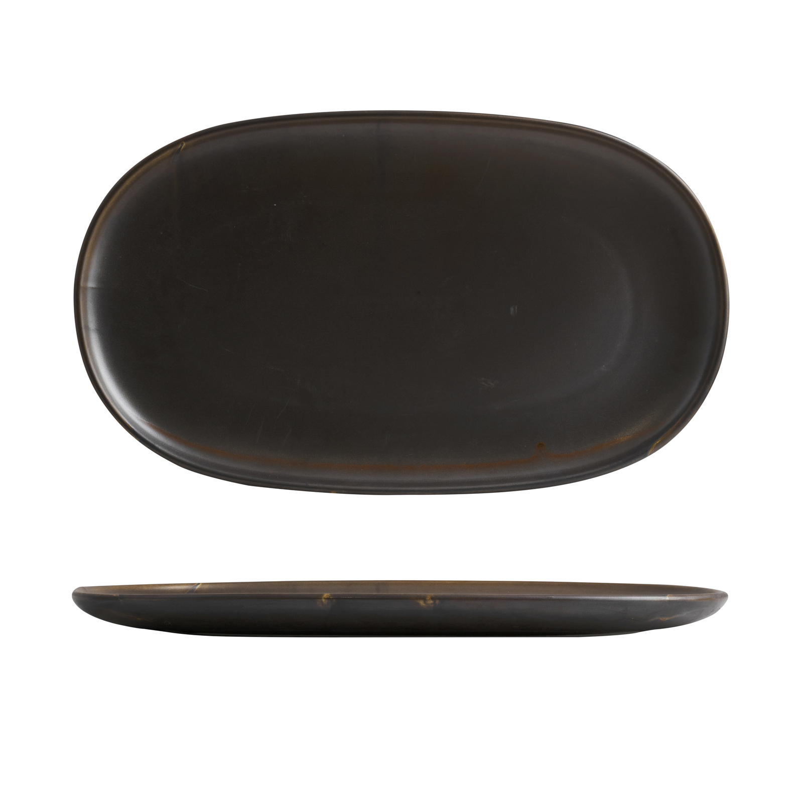 Moda Porcelain Rust Oval Coupe Plate-405X240mm 