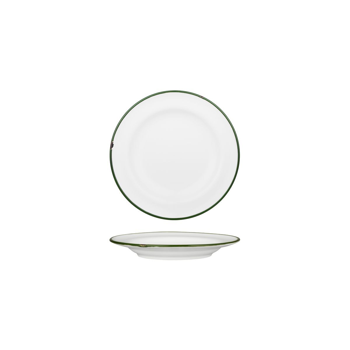 Luzerne Tintin Round Plate 170mm Ø White W/Green Line