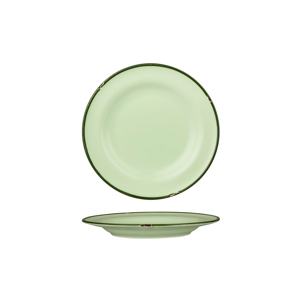 Luzerne Tintin Round Plate 210mm Ø Green W/Green Line