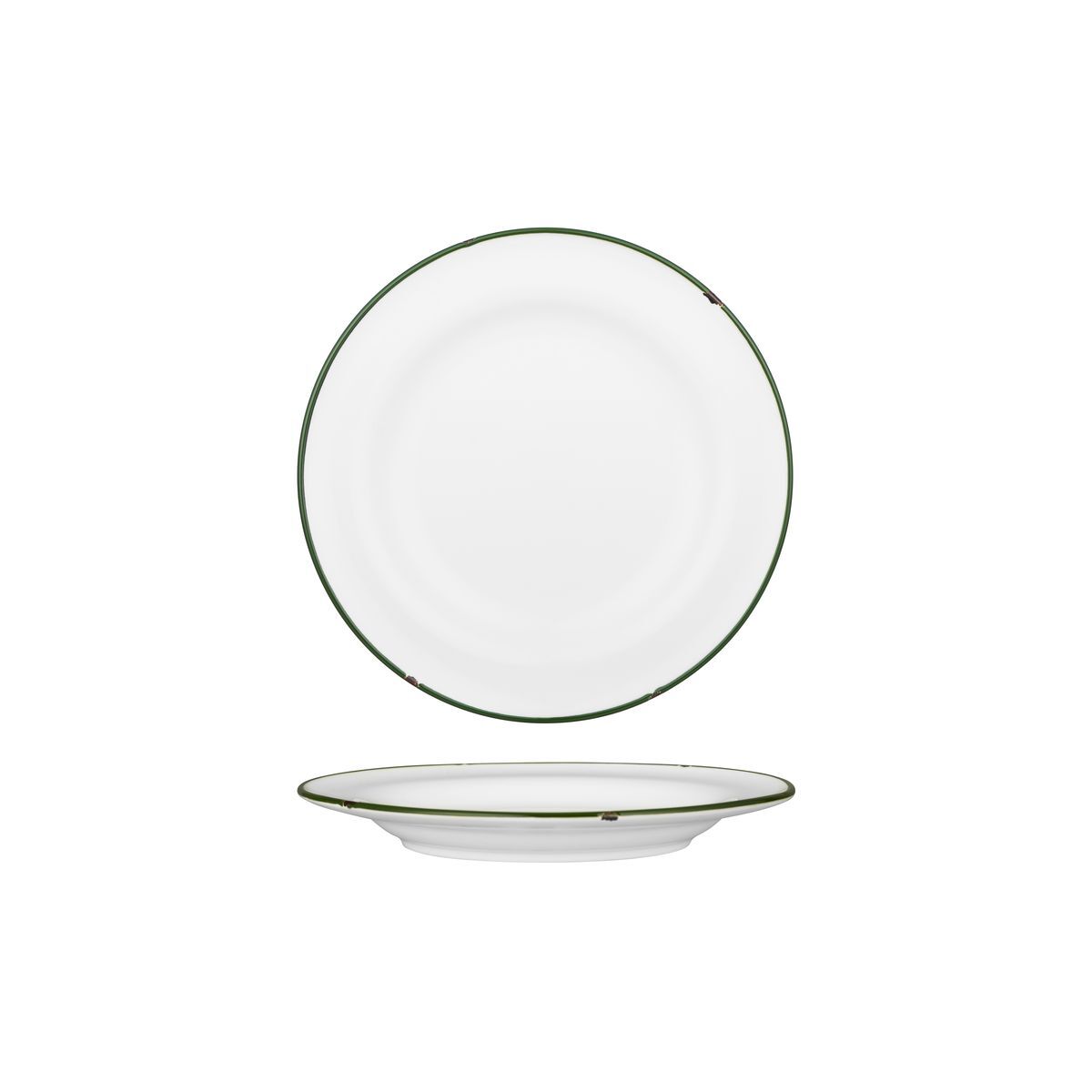 Luzerne Tintin Round Plate 210mm Ø White W/Green Line