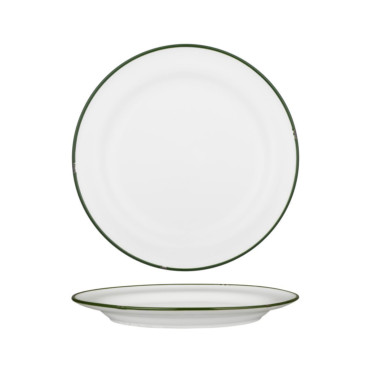 Luzerne Tintin Round Plate 270mm Ø White W/Green Line