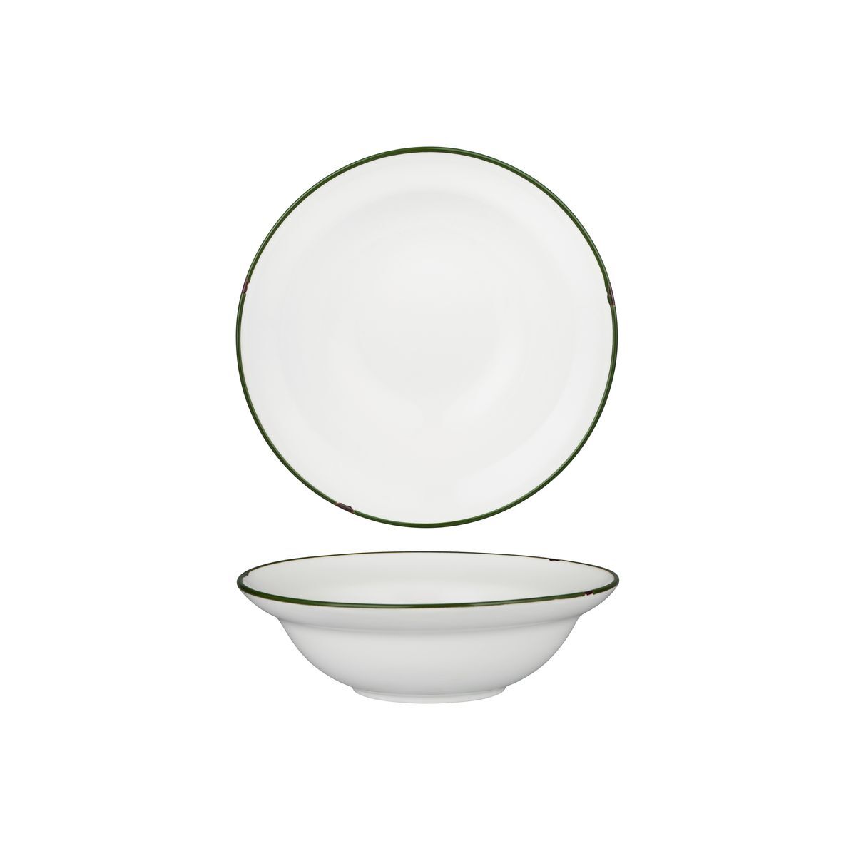 Luzerne Tintin Round Bowl 190mm Ø | 380mL White W/Green Line