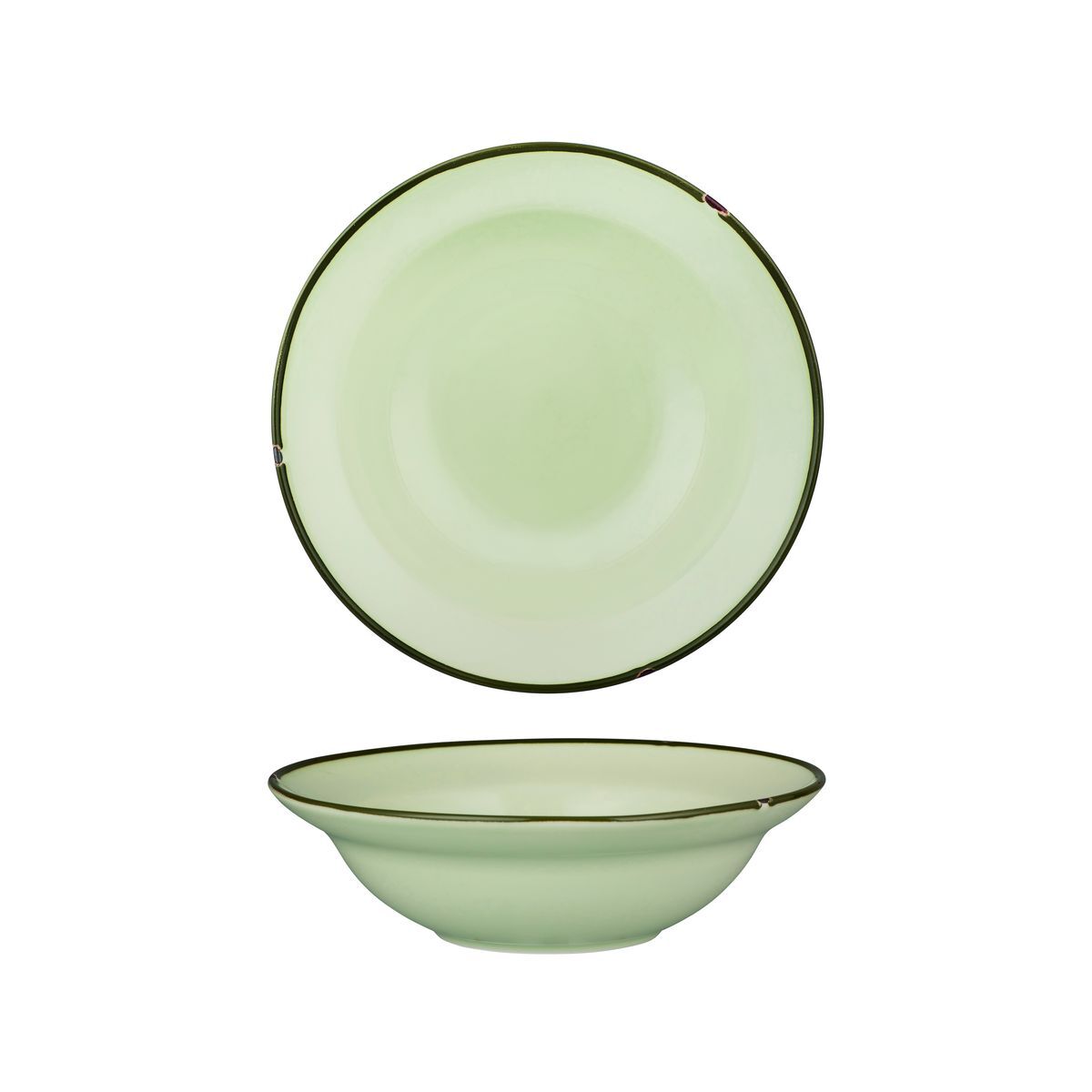 Luzerne Tintin Deep Bowl Plate 220mm Ø | 580mL Green W/Green Line