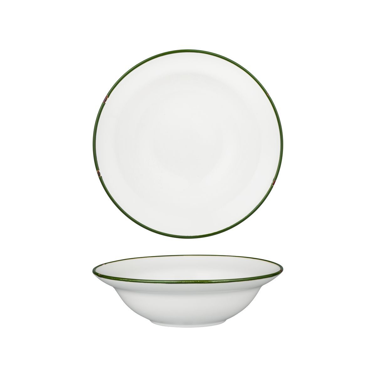 Luzerne Tintin Deep Bowl Plate 220mm Ø | 580mL White W/Green Line