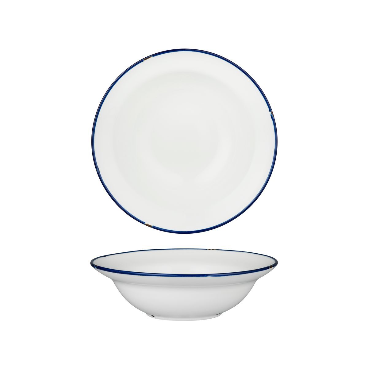 Luzerne Tintin Deep Bowl Plate 220mm Ø | 580mL White W/Navy Line