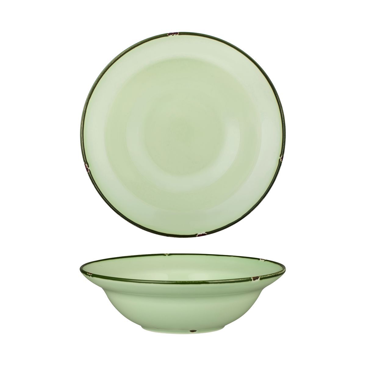 Luzerne Tintin Deep Bowl Plate 240mm Ø | 830mL Green W/Green Line