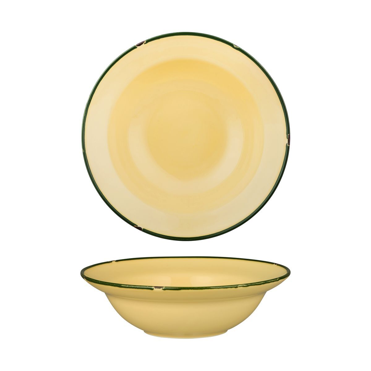 Luzerne Tintin Deep Bowl Plate 240mm Ø | 830mL Sand W/Green Line