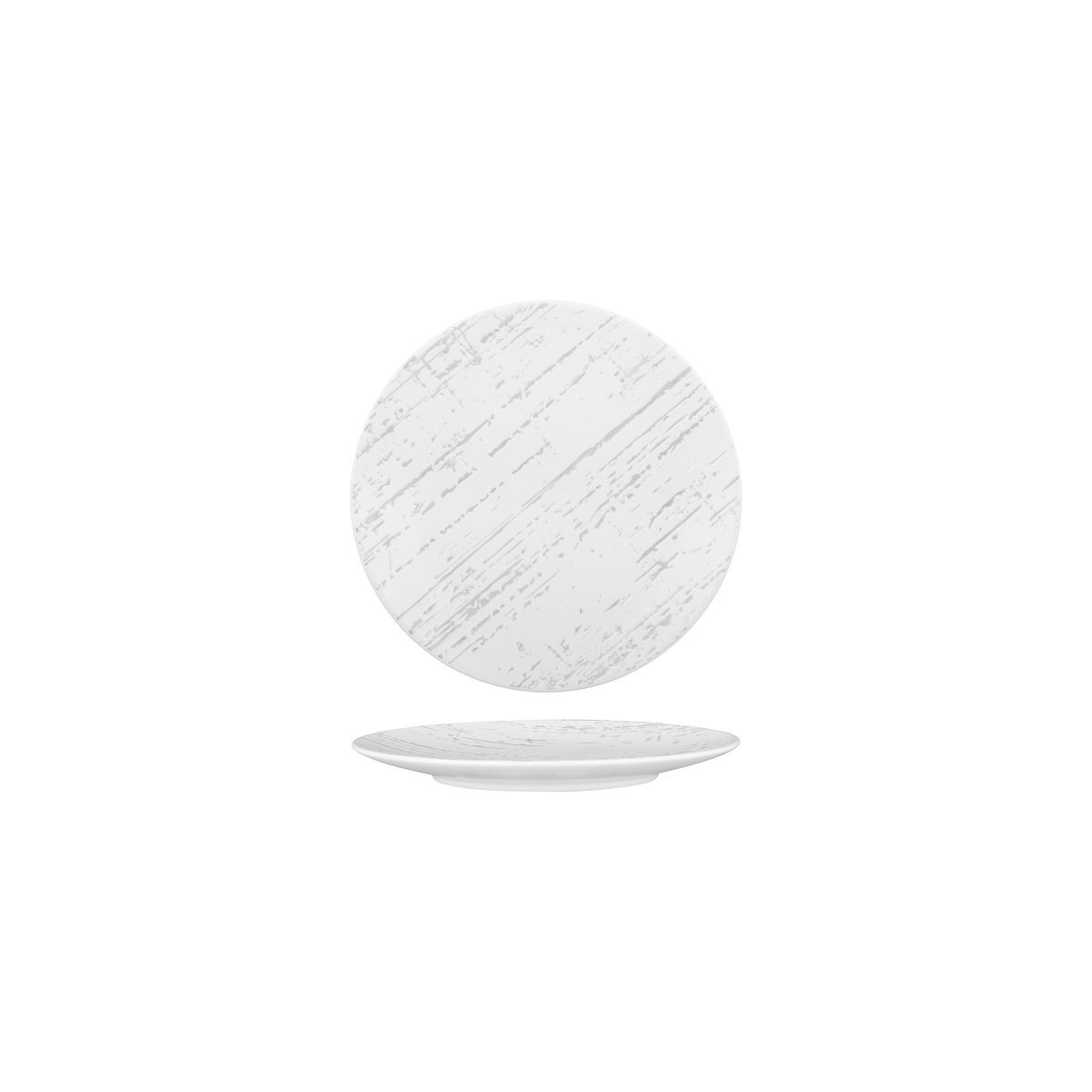 Luzerne Drizzle Round Plate-Flat, 160mm Ø White With Grey