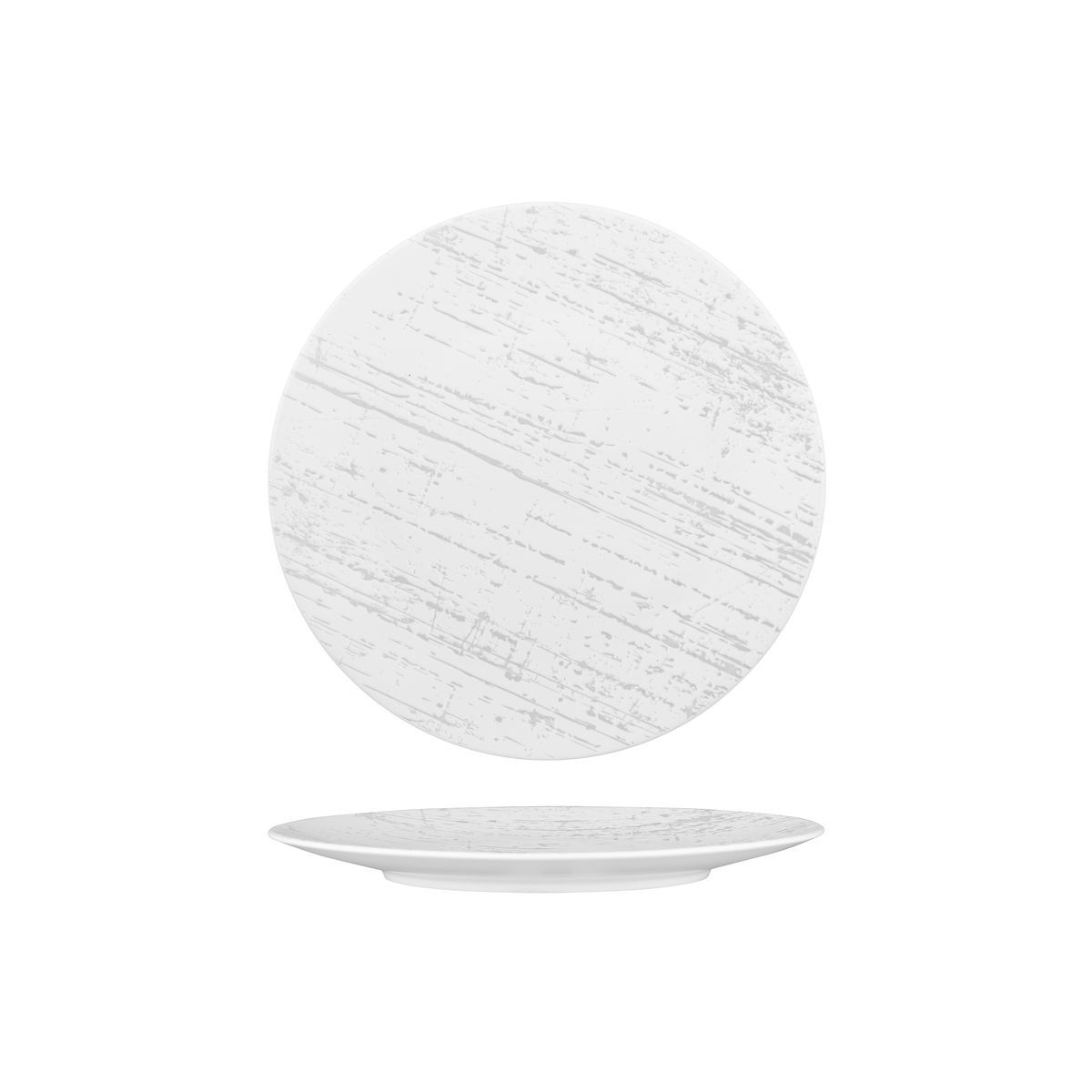 Luzerne Drizzle Round Plate-Flat, 230mm Ø White With Grey