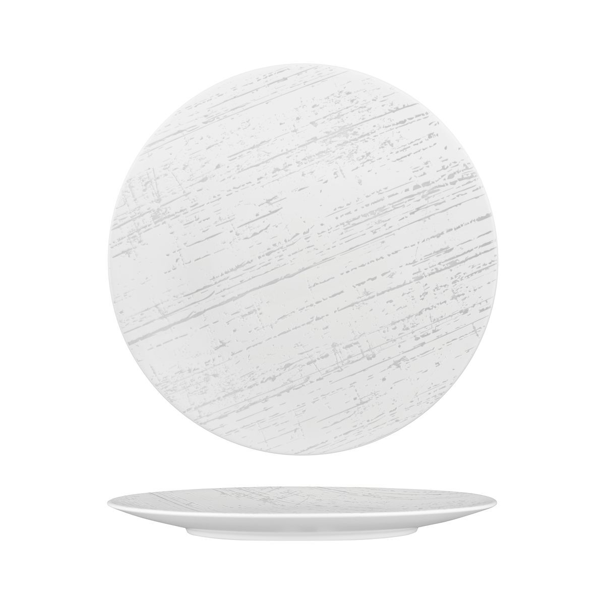 Luzerne Drizzle Round Plate-Flat, 280mm Ø White With Grey