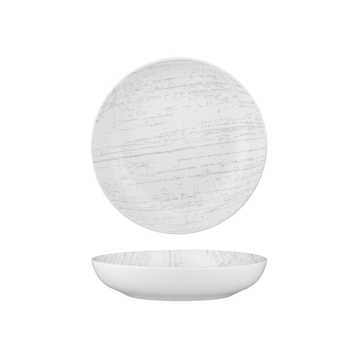 Luzerne Drizzle Round Share Bowl-230mm Ø | 1160mL White With Grey