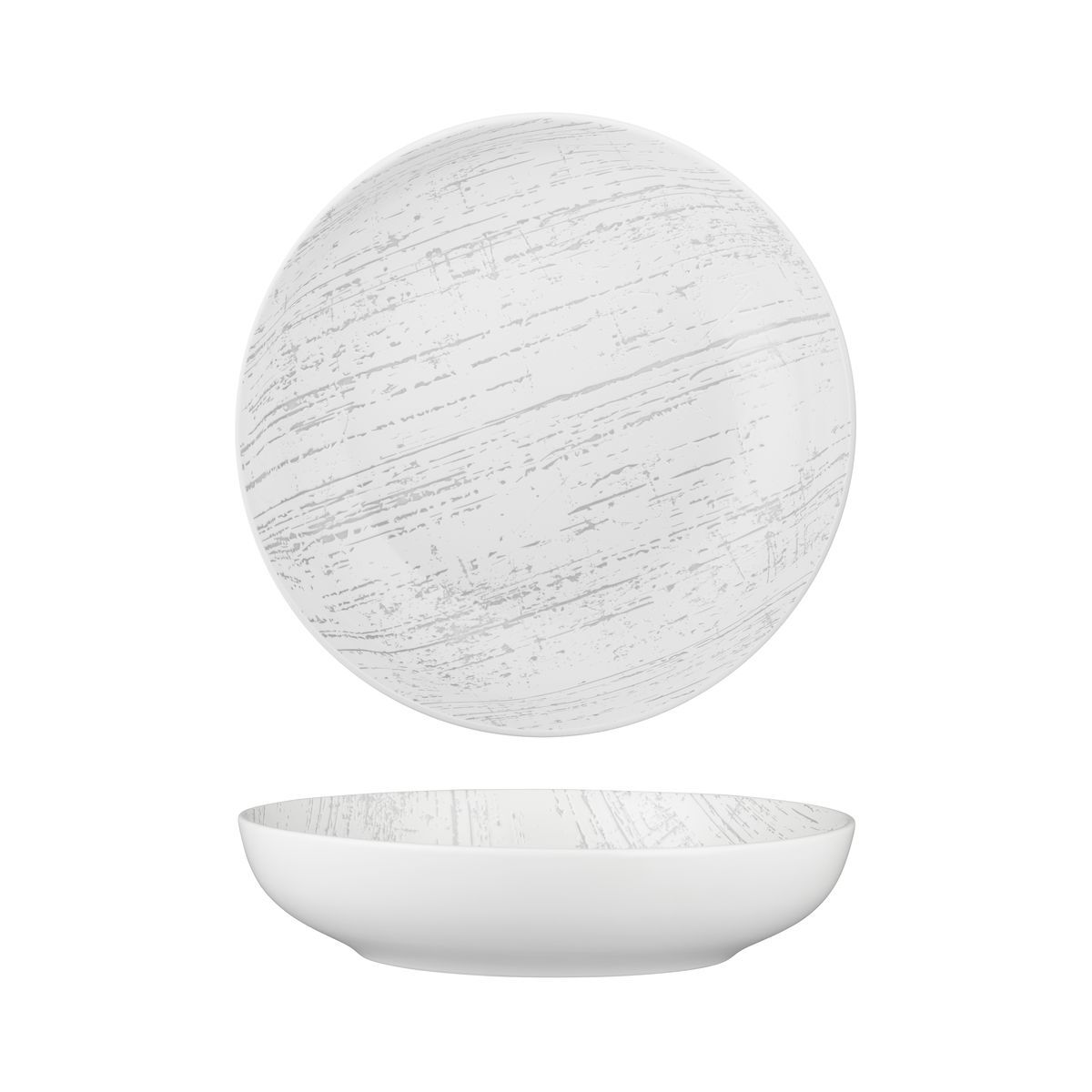 Luzerne Drizzle Round Share Bowl-260mm Ø | 1900mL White With Grey