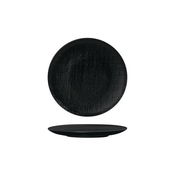 Luzerne Linen Round Plate-Flat, 180mm Ø Matt Black