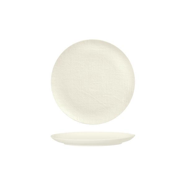 Luzerne Linen Round Plate-Flat, 180mm Ø Matt White