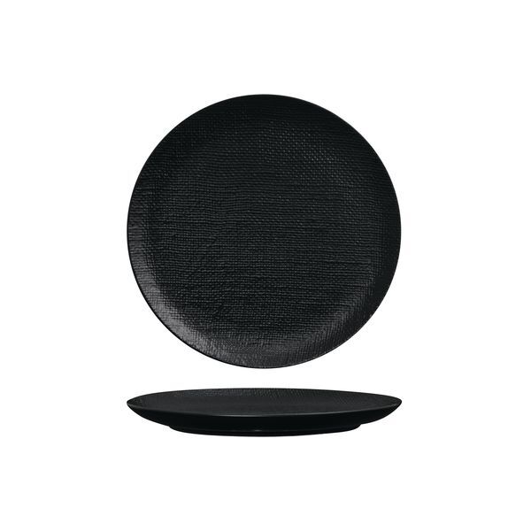 Luzerne Linen Round Plate-Flat, 210mm Ø Matt Black