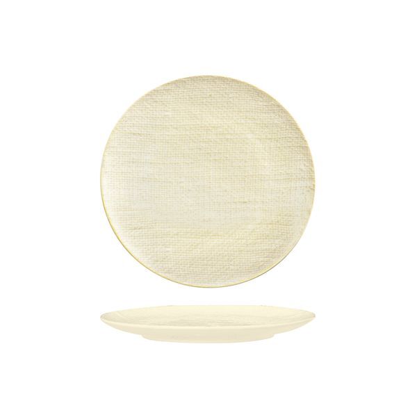 Luzerne Linen Round Plate-Flat, 210mm Ø Reactive White