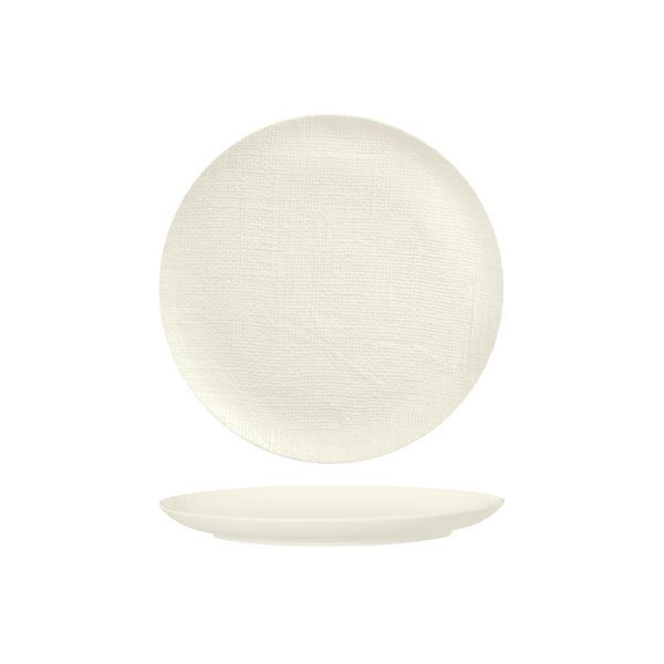 Luzerne Linen Round Plate-Flat, 210mm Ø Matt White