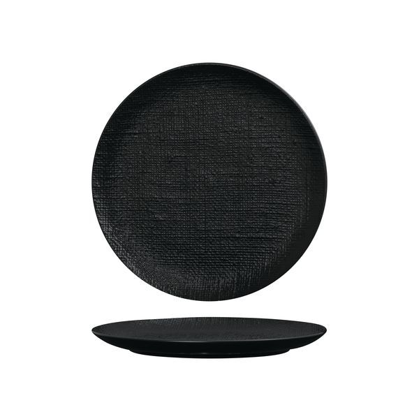 Luzerne Linen Round Plate-Flat, 260mm Ø Matt Black