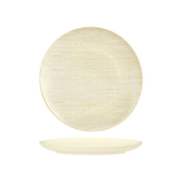 Luzerne Linen Round Plate-Flat, 260mm Ø Reactive White