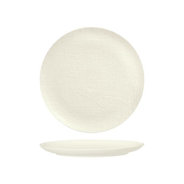 Luzerne Linen Round Plate-Flat, 260mm Ø Matt White