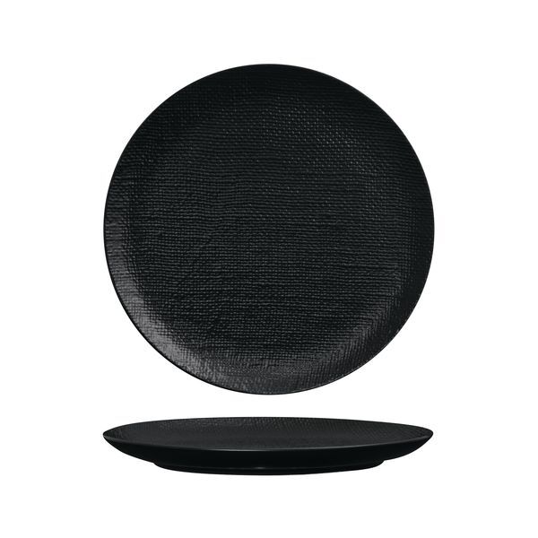 Luzerne Linen Round Plate-Flat, 285mm Ø Matt Black