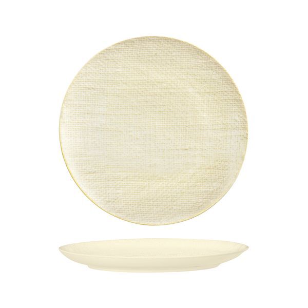 Luzerne Linen Round Plate-Flat, 285mm Ø Reactive White