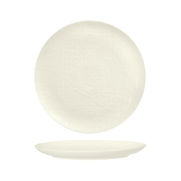 Luzerne Linen Round Plate-Flat, 285mm Ø Matt White