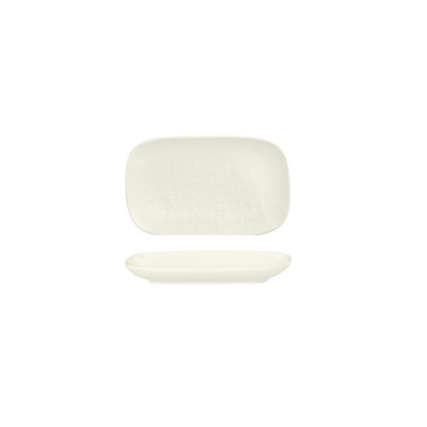 Luzerne Linen Rectangular Share Plate-175X110mm Matt White