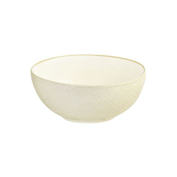 Luzerne Linen Round Bowl-190mm Ø | 1400mL Reactive White