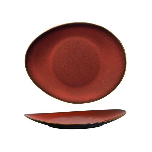 Luzerne Rustic Oval Plate-225X185mm Crimson