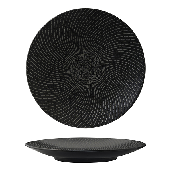 Luzerne Zen Round Coupe Plate-310mm Ø Black Swirl