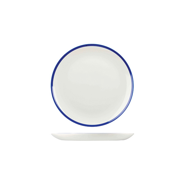 Churchill Retro Blue Round Coupe Plate-165mm White W/Blue Line