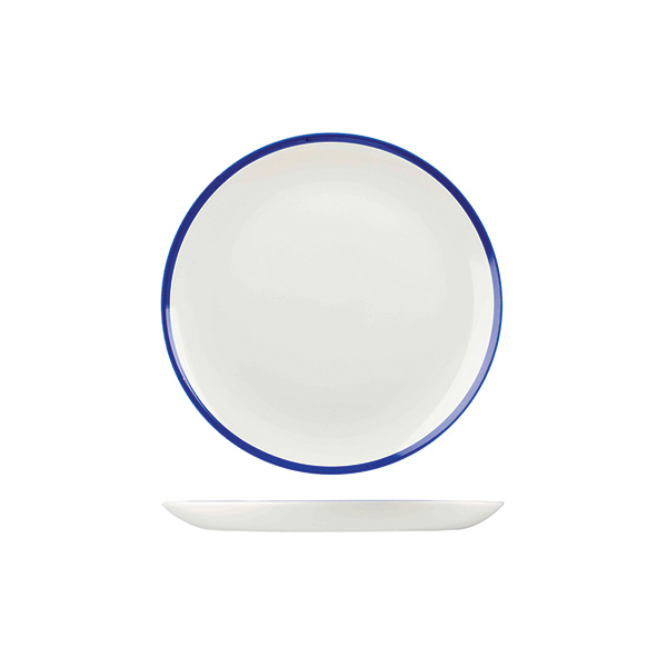 Churchill Retro Blue Round Coupe Plate-217mm White W/Blue Line