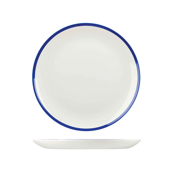 Churchill Retro Blue Round Coupe Plate-260mm White W/Blue Line