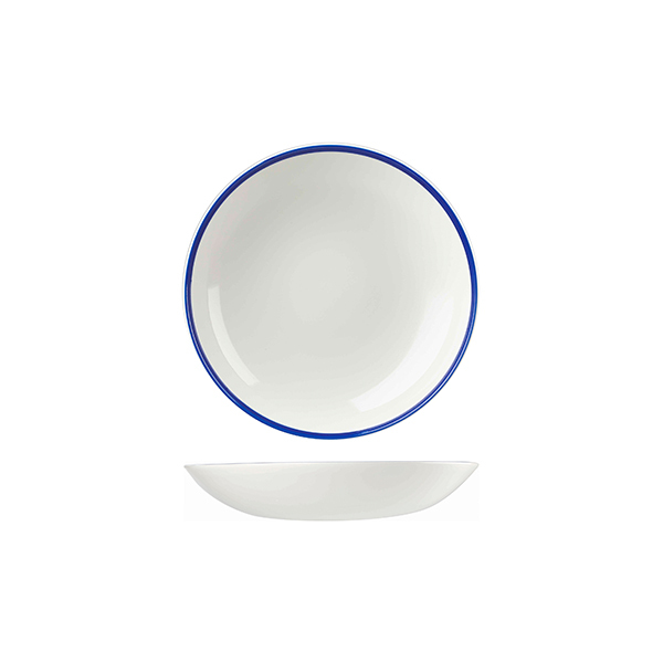 Churchill Retro Blue Round Coupe Bowl-182mm Ø | 426mL White W/Blue Line