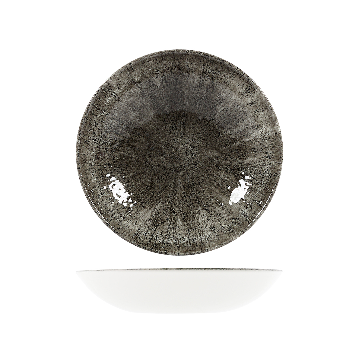 Churchill Studio Prints Stone Round Coupe Bowl-248mm Ø | 1136mL Quartz Black