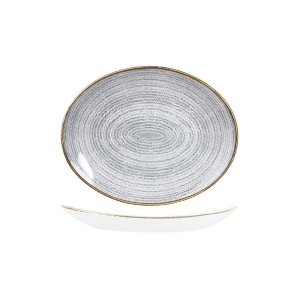 Churchill Studio Prints Homespun Oval Coupe Plate-270X229mm Stone Grey