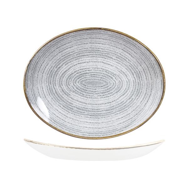 Churchill Studio Prints Homespun Oval Coupe Plate-317X255mm Stone Grey