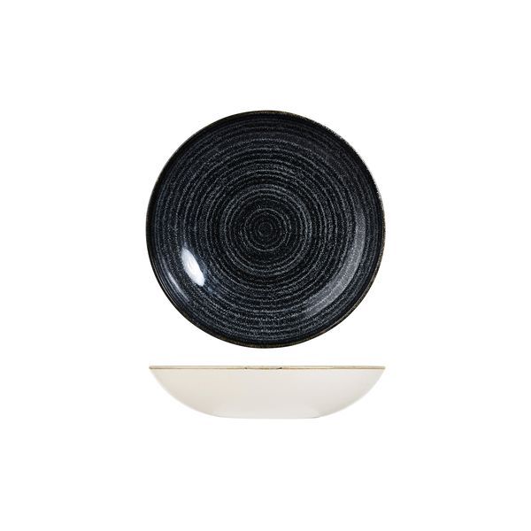 Churchill Studio Prints Homespun Round Coupe Bowl-182mm Ø | 426mL Charcoal Black