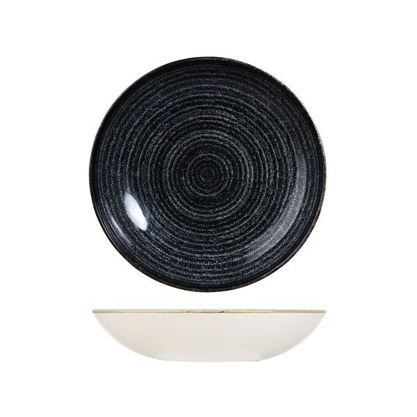 Churchill Studio Prints Homespun Round Coupe Bowl-248mm Ø | 1136mL Charcoal Black