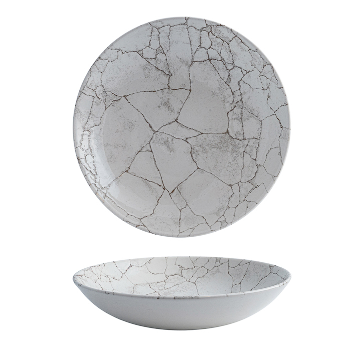 Churchill Studio Prints Kintsugi Round Coupe Bowl-248mm Ø | 1136mL Agate Grey